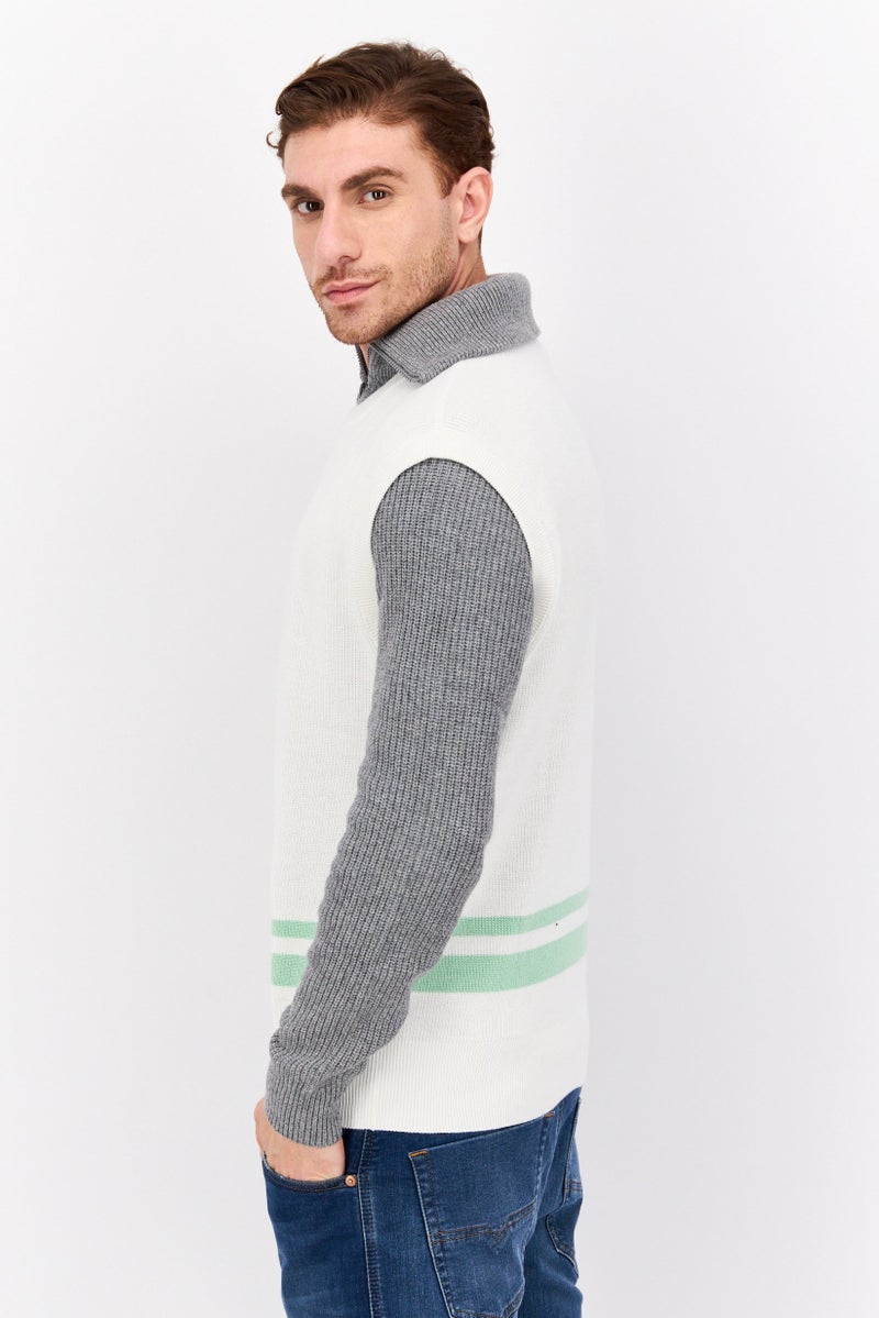 ESPRIT سترة بدون أكمام ذات رقبة دائرية للرجال، بيضاء - Image 2