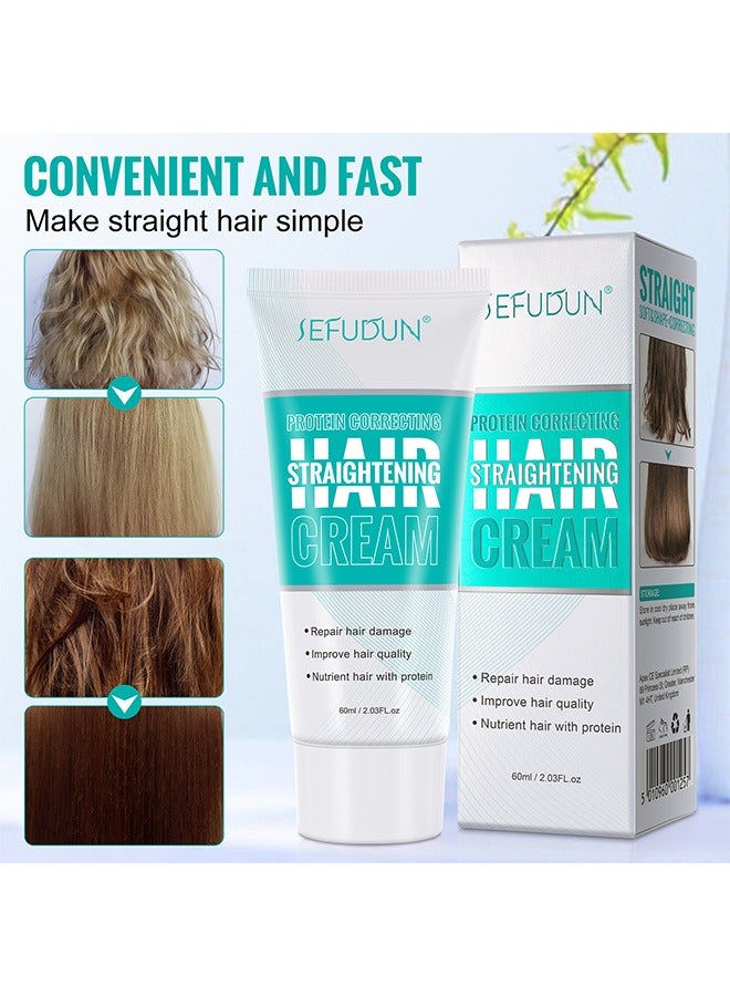 Sefudun Protein Correcting Hair Straighteing Cream, Silk And Gloss Hair Straightening Cream, Nourishing Fast Smoothing Collagen Hair Straightener Cream, For Thick, Curly, Unruly Hair, Repair Damaged Hair - Image 1