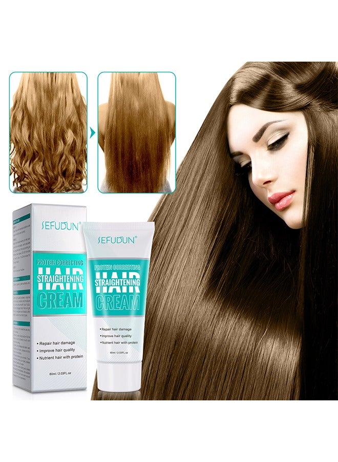 Sefudun Protein Correcting Hair Straighteing Cream, Silk And Gloss Hair Straightening Cream, Nourishing Fast Smoothing Collagen Hair Straightener Cream, For Thick, Curly, Unruly Hair, Repair Damaged Hair - Image 2