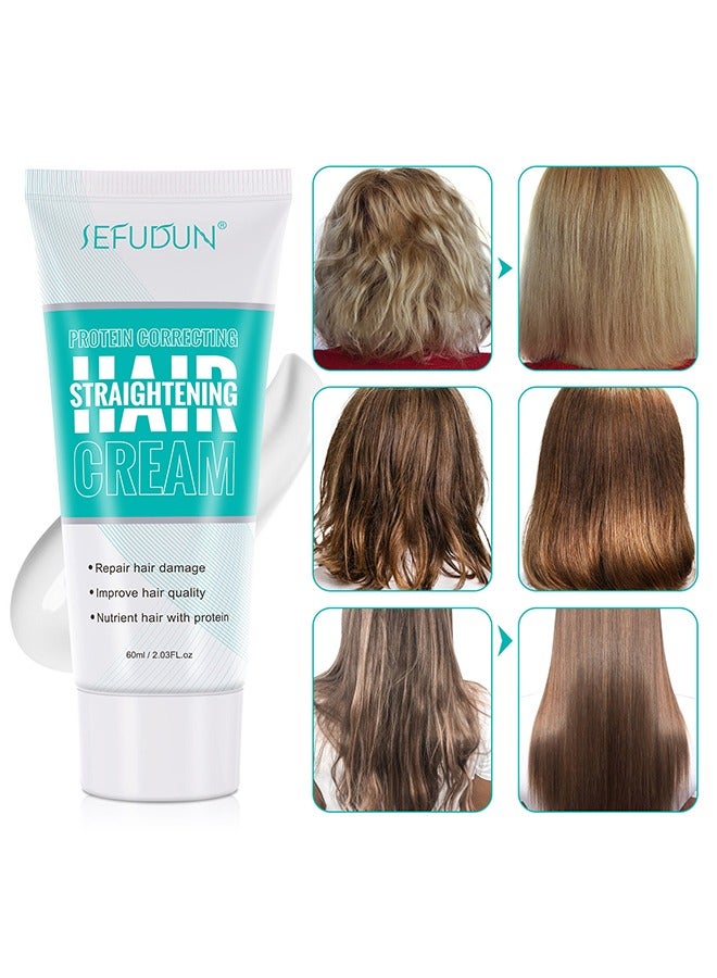 Sefudun Protein Correcting Hair Straighteing Cream, Silk And Gloss Hair Straightening Cream, Nourishing Fast Smoothing Collagen Hair Straightener Cream, For Thick, Curly, Unruly Hair, Repair Damaged Hair - Image 3