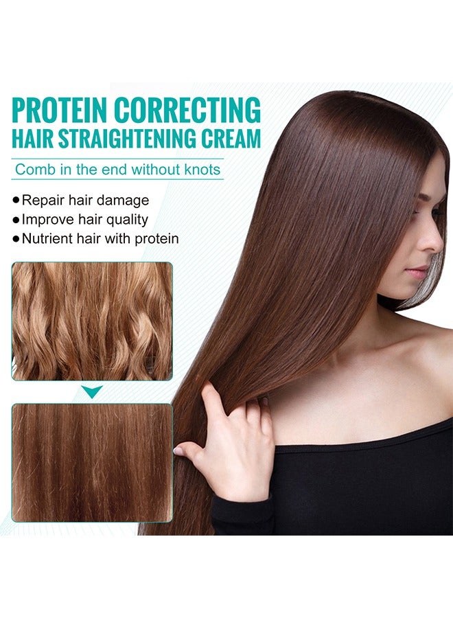Sefudun Protein Correcting Hair Straighteing Cream, Silk And Gloss Hair Straightening Cream, Nourishing Fast Smoothing Collagen Hair Straightener Cream, For Thick, Curly, Unruly Hair, Repair Damaged Hair - Image 5