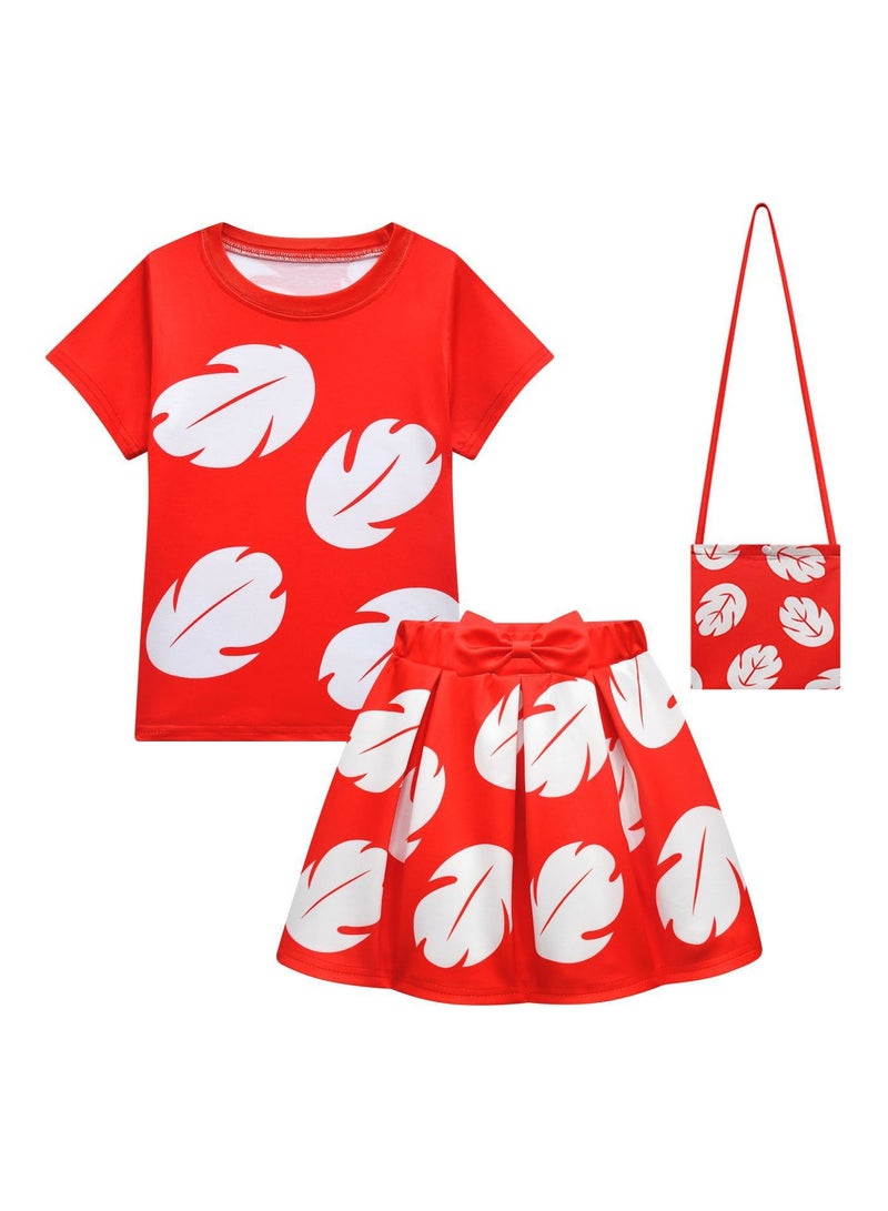 عام بدلة للأطفال في تصميم “ليلو” للكоспلэй. حزمة ثلاثية القطع تتكون من فستان قصير ذو ذيول ومندلة. - Image 1