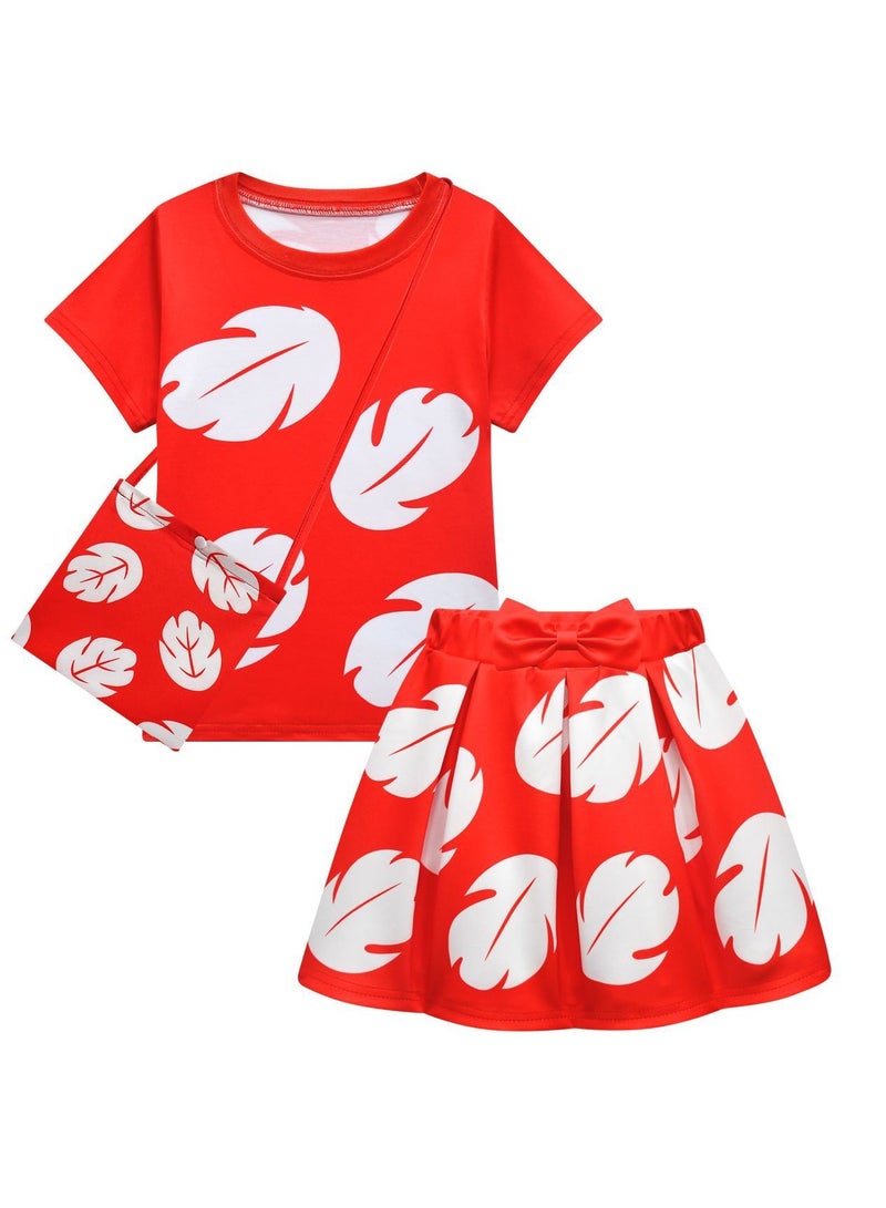 عام بدلة للأطفال في تصميم “ليلو” للكоспلэй. حزمة ثلاثية القطع تتكون من فستان قصير ذو ذيول ومندلة. - Image 2