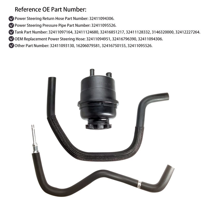 Generic Auztto Power Steering Fluid Reservoir and Hose Line Kit for BMW E36 E38 E39 E46 525i 528i 530i 323Ci 323i 325Ci 325i 328Ci 328i 330Ci 330i Replace 32411097164 32411128332 32411095526 32411094306  - Image 2