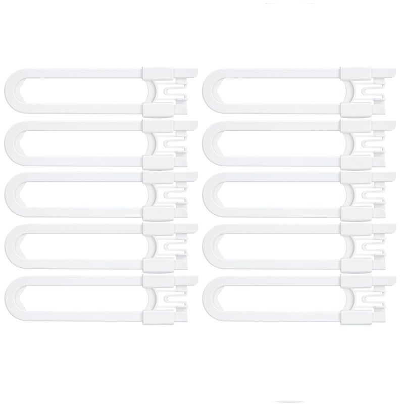Vmaisi 10 Pack Baby Sliding Cabinet Locks - Adjustable U Shaped Child Safety Locks,Childproof Latches for Kitchen Bathroom Storage Cupboards Doors, Handles and Knobs White (10) - Image 2