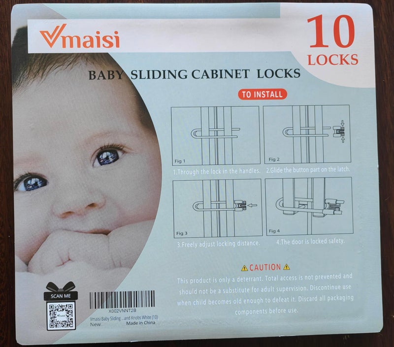 Vmaisi 10 Pack Baby Sliding Cabinet Locks - Adjustable U Shaped Child Safety Locks,Childproof Latches for Kitchen Bathroom Storage Cupboards Doors, Handles and Knobs White (10) - Image 4
