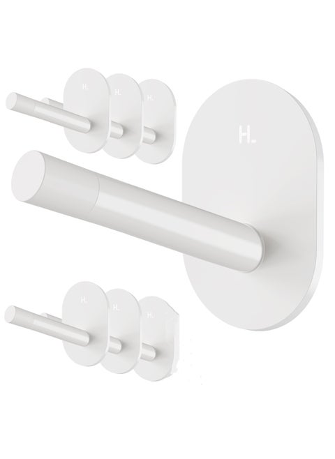 Adhesive Wall Hooks - No Tools, Easy to Use Multi-Function Utility Hooks, Small Sticky Hooks for Hanging Oven Mitts, Kitchenware, Clothes, Towels, Hats, Keys (6 Pack)