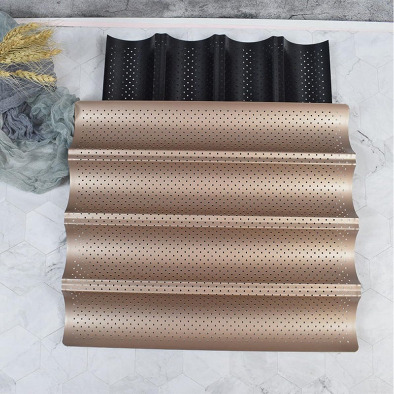Non Stick Perforated Loaf Pan Heat Resistant Bakeware 4 Slot with Air Vent - Image 4