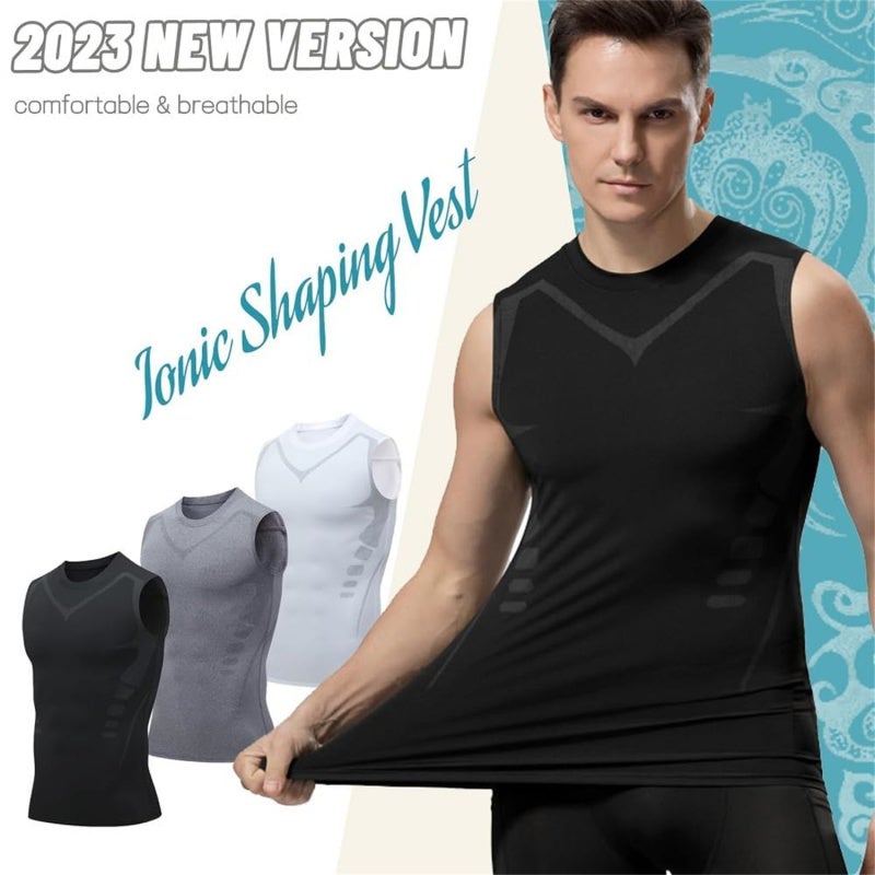 Ionic Shaping Vest XL Gy Flexible Breathable Fabric - Sweat-Wicking Compression Technology Fitness Vest for Male Workout And Daily Wear - Image 3
