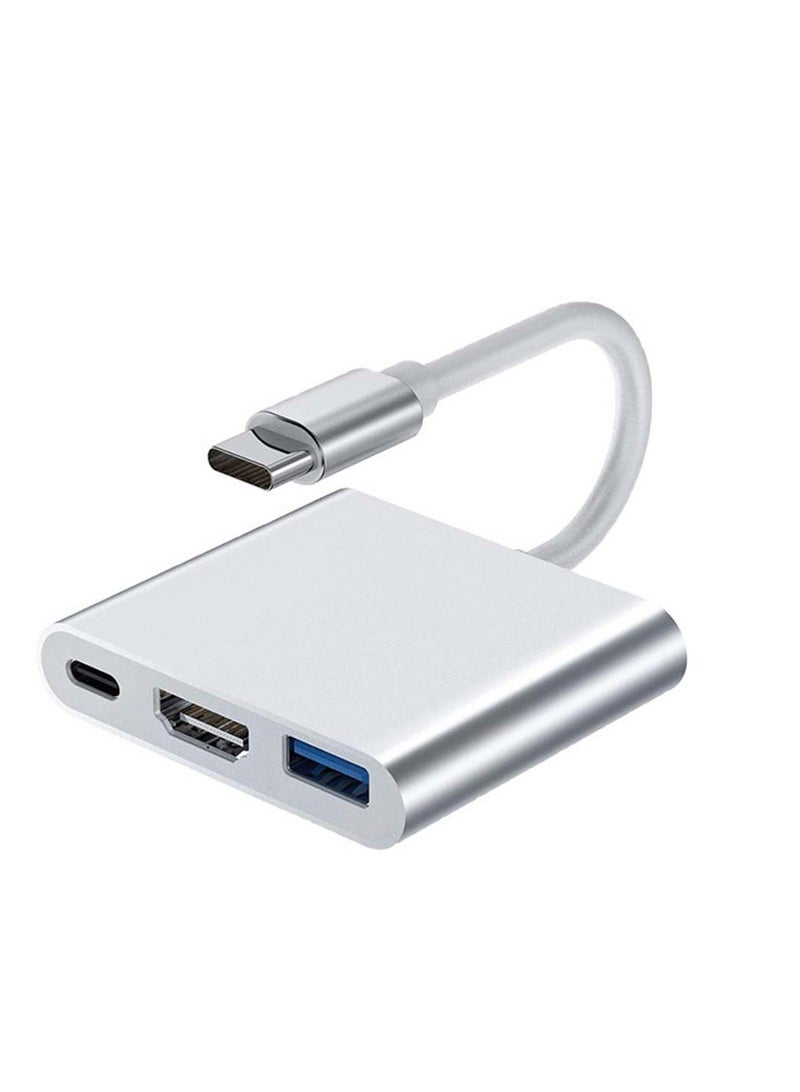 3 in 1 Type-C to HDMI Adapter with 4K HDMI Output, USB C to Type-C(PD)/HDTV/USB 3.0 Adapter for Mobile phone. Monitor, Laptop - Image 1
