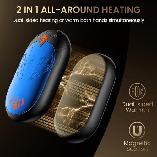 VTHW Hand Warmers Rechargeable 2 Pack, Magnetic Hand Warmers with 24Hrs Warmth 3 Levels Heating Gifts for Christmas, Golf, Camping, Hunting, Fishing, Raynauds, Blue - Image 3
