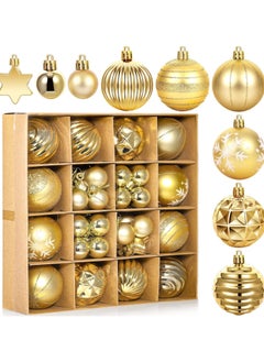 SINCHER SINCHER 42 Pieces Ball Decorations, Shatterproof Tree Hanging Balls, Plastic Ball Set for Decorating Home/Party/Festival (Gold)  - Image 2