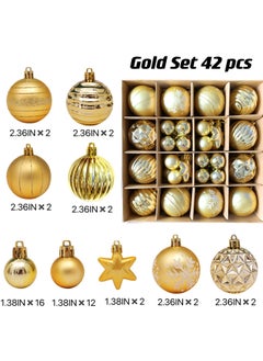 SINCHER SINCHER 42 Pieces Ball Decorations, Shatterproof Tree Hanging Balls, Plastic Ball Set for Decorating Home/Party/Festival (Gold)  - Image 3