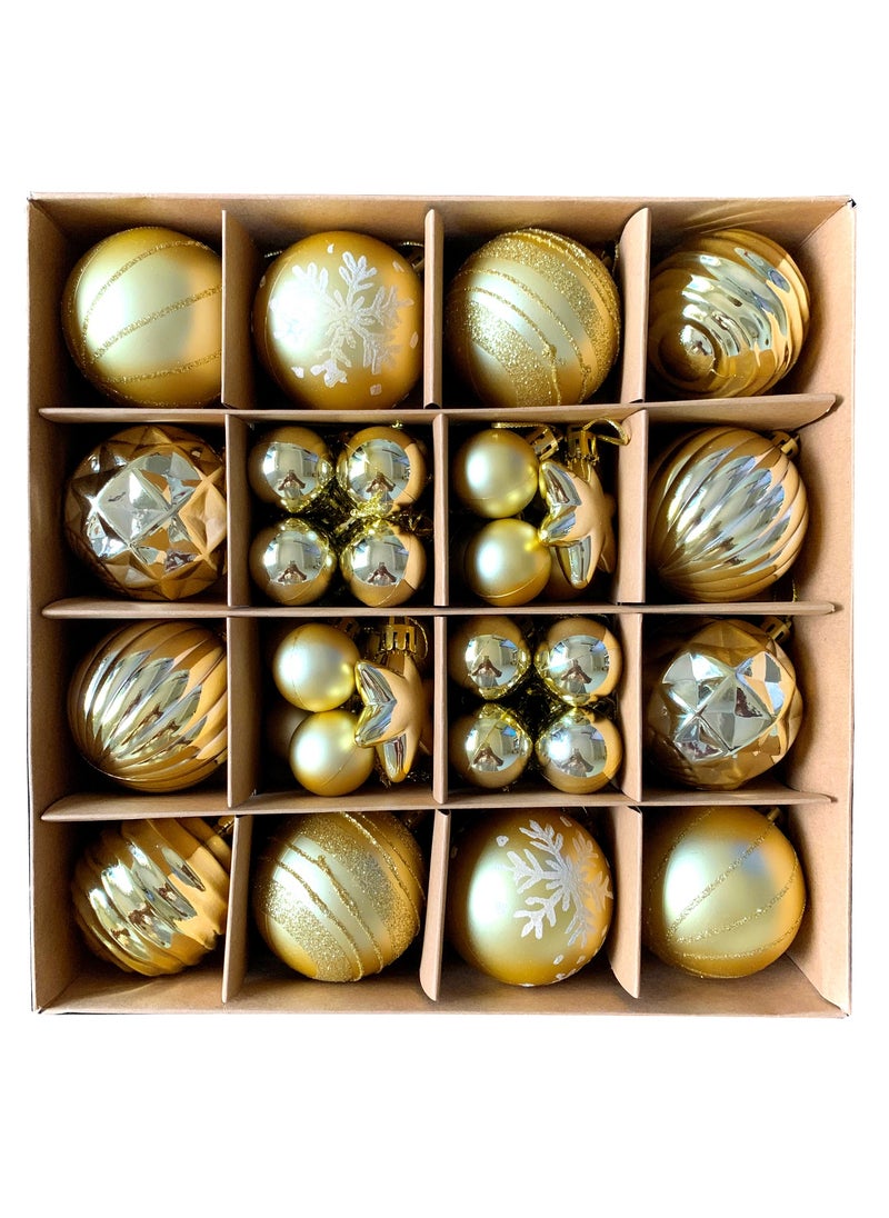 SINCHER SINCHER 42 Pieces Ball Decorations, Shatterproof Tree Hanging Balls, Plastic Ball Set for Decorating Home/Party/Festival (Gold)  - Image 1