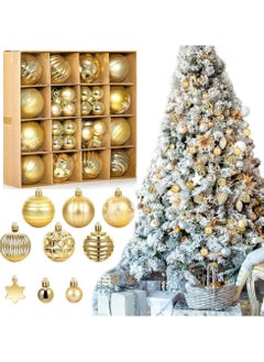 SINCHER SINCHER 42 Pieces Ball Decorations, Shatterproof Tree Hanging Balls, Plastic Ball Set for Decorating Home/Party/Festival (Gold)  - Image 4