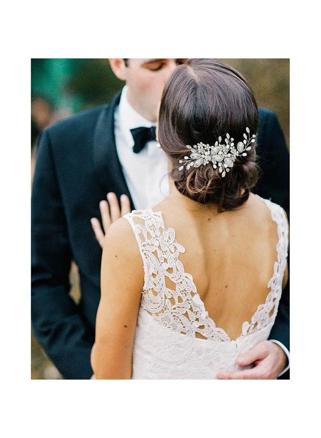 إيز ديلي مشط شعر زفاف من الكريستال من Easedaily، قطعة شعر زفاف فضية مرصعة بأحجار الراين، أمشاط جانبية من اللؤلؤ، إكسسوارات شعر للنساء والفتيات - Image 5