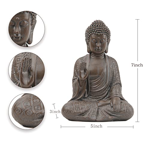 Leekung Buddha Statue for Home Decor,Buddah Statute Zen Decoration,Meditation Buddha Decor Brown 7 inch - Image 2