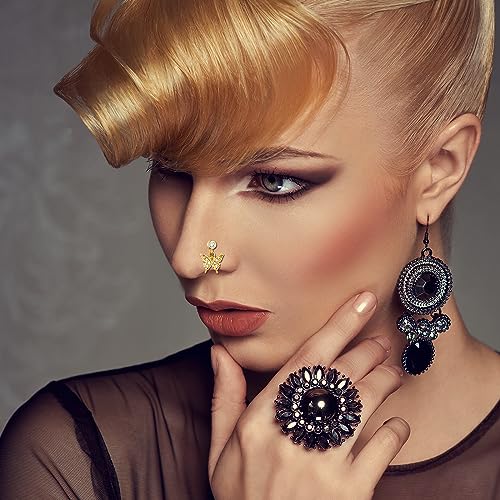 TAMHOO 18Pcs 18g Nose Rings Studs L Shaped Nose Rings For Women Gold Dangle Nose Rings L Shaped Gold Nose Piercing Jewelry Set Diamond Nose Studs For Women Cubic Zirconia CZ Butterfly Nose Rings 18g - Image 4