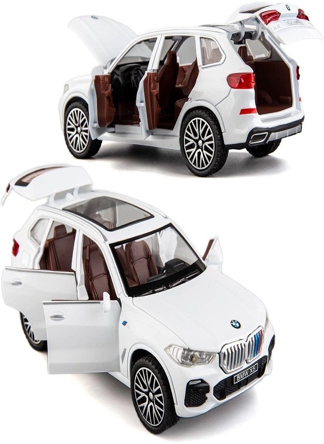 die cast 1:32 Compatible for BMW X5 SUV Model Car Toy, Zinc Alloy Pull Back Toy car with Sound and Light for Kids & Adults (White)  - Image 1
