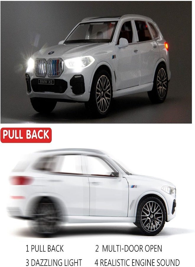 die cast 1:32 Compatible for BMW X5 SUV Model Car Toy, Zinc Alloy Pull Back Toy car with Sound and Light for Kids & Adults (White)  - Image 3