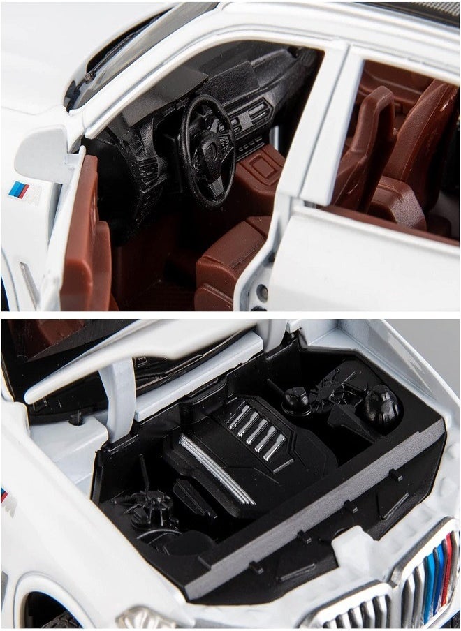 die cast 1:32 Compatible for BMW X5 SUV Model Car Toy, Zinc Alloy Pull Back Toy car with Sound and Light for Kids & Adults (White)  - Image 5