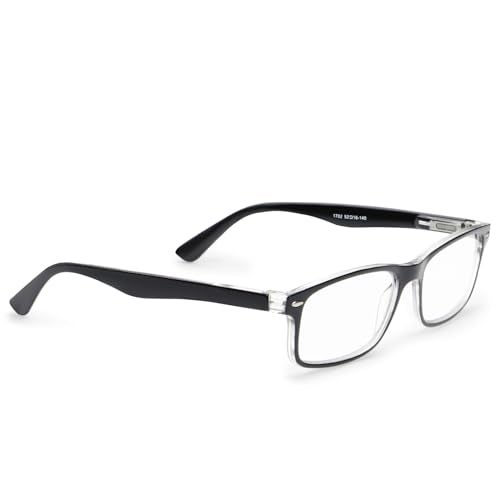AEC Style7 Progressive Reading Glasses | Full Rim Rectangular Fibre Frame | Medium Size | Powers +1.00 to +3.00 | Far, Intermediate & Near Vision | Includes Hard Case & Cleaning Cloth (Black, +1.00) - Image 5
