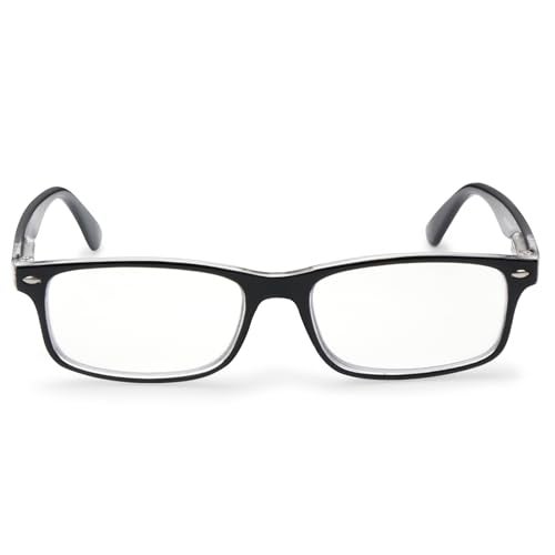 AEC Style7 Progressive Reading Glasses | Full Rim Rectangular Fibre Frame | Medium Size | Powers +1.00 to +3.00 | Far, Intermediate & Near Vision | Includes Hard Case & Cleaning Cloth (Black, +1.00) - Image 4