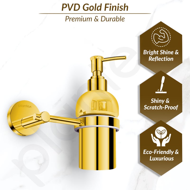 Plantex 304 Grade Stainless Steel Hand Wash Holder for Wash Basin Liquid Soap Dispenser/Bathroom Accessories - Oreo (Gold) - Image 5
