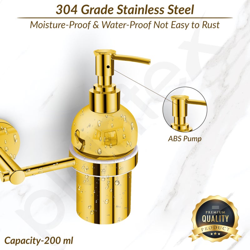 Plantex 304 Grade Stainless Steel Hand Wash Holder for Wash Basin Liquid Soap Dispenser/Bathroom Accessories - Oreo (Gold) - Image 4
