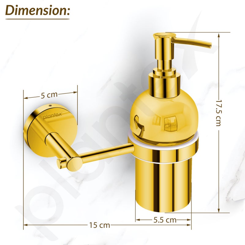 Plantex 304 Grade Stainless Steel Hand Wash Holder for Wash Basin Liquid Soap Dispenser/Bathroom Accessories - Oreo (Gold) - Image 3