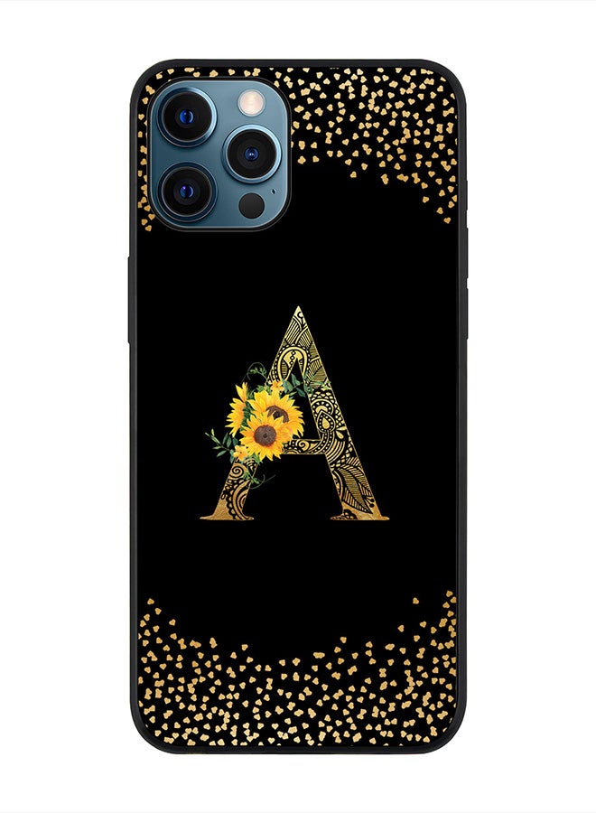 Stylizedd Rugged Black edge case for Apple iPhone 12 Pro Max, Soft Phone case Custom Monogram Initial Letter Mandala Floral Pattern Alphabet- A (Black) - Image 1