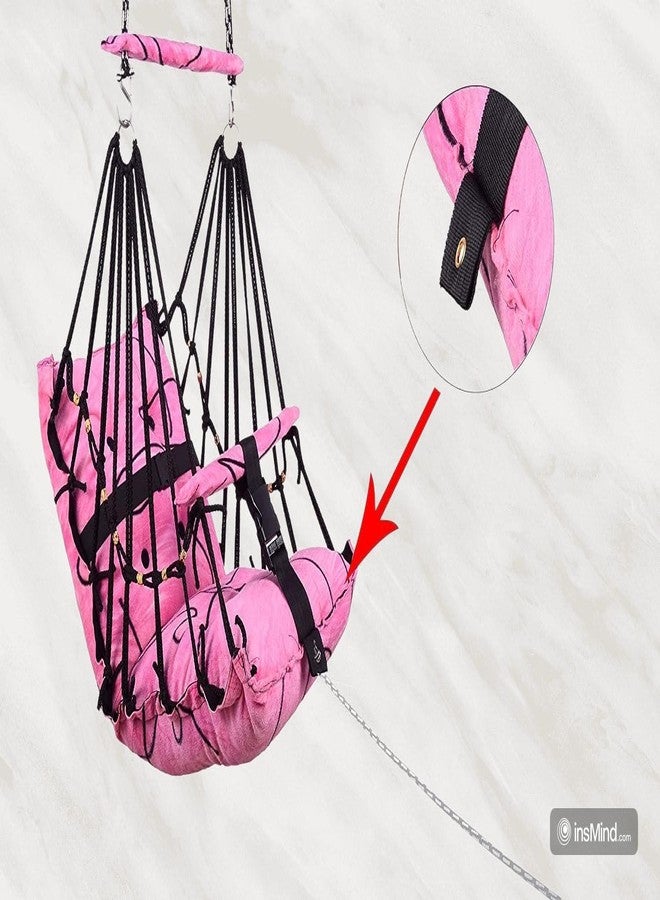 Kicchipai®Cotton Baby Swing for Kids 1-6 Years Jhula|Swings Cradle Chair|Foldable and Washable with Safety Belt|Home & Garden Jhula for Babies|Seat and Back Side 17x17 inch - Image 3