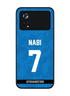 Rugged Black Edge Case for Poco M4 Pro 4G, Slim fit Soft Case Flexible Rubber Edges Thin Cover - Player Name - Mohammad Nabi, Jersey Number- 7