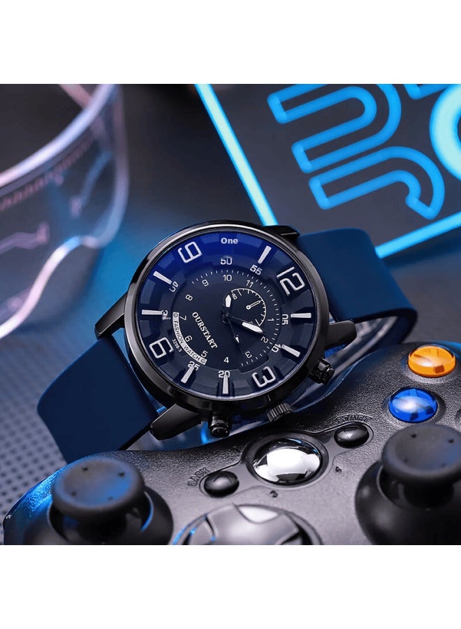 Yajia Student Watch, Men's Watch, Casual Youth Sports Quartz Silicone Strap, 3d Digital Dial, Back-to - Image 4