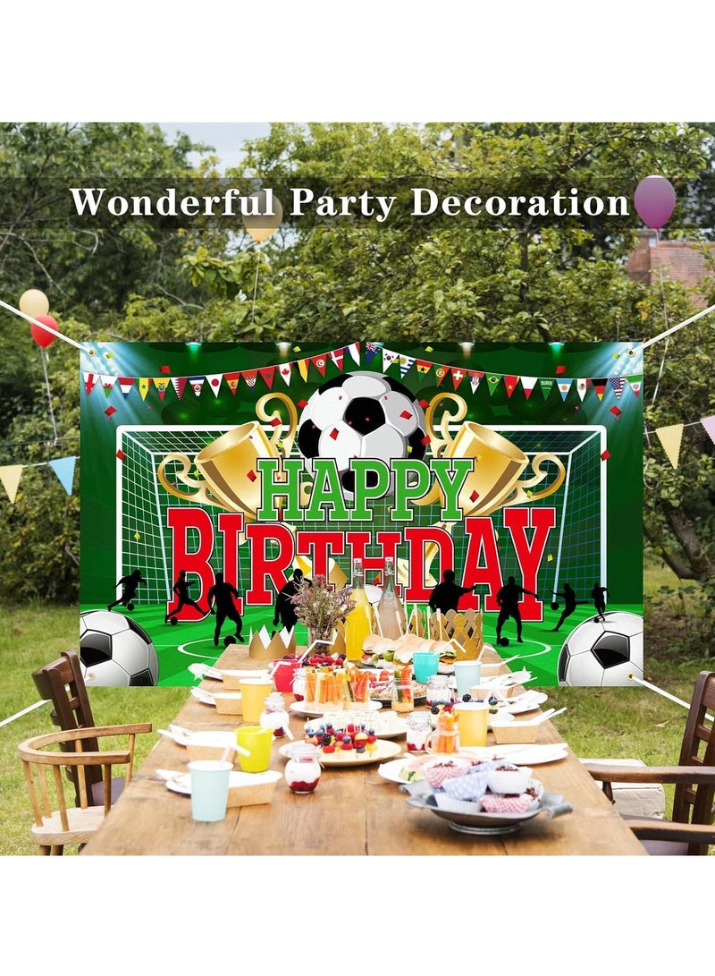 Soccer Party Backdrop Sports Themed Party Decoration Soccer Happy Birthday Banner Wall Hanging Decor Photo Background for Holiday Birthday Party Supplies, 70.8 x 43.3 Inches - Image 5