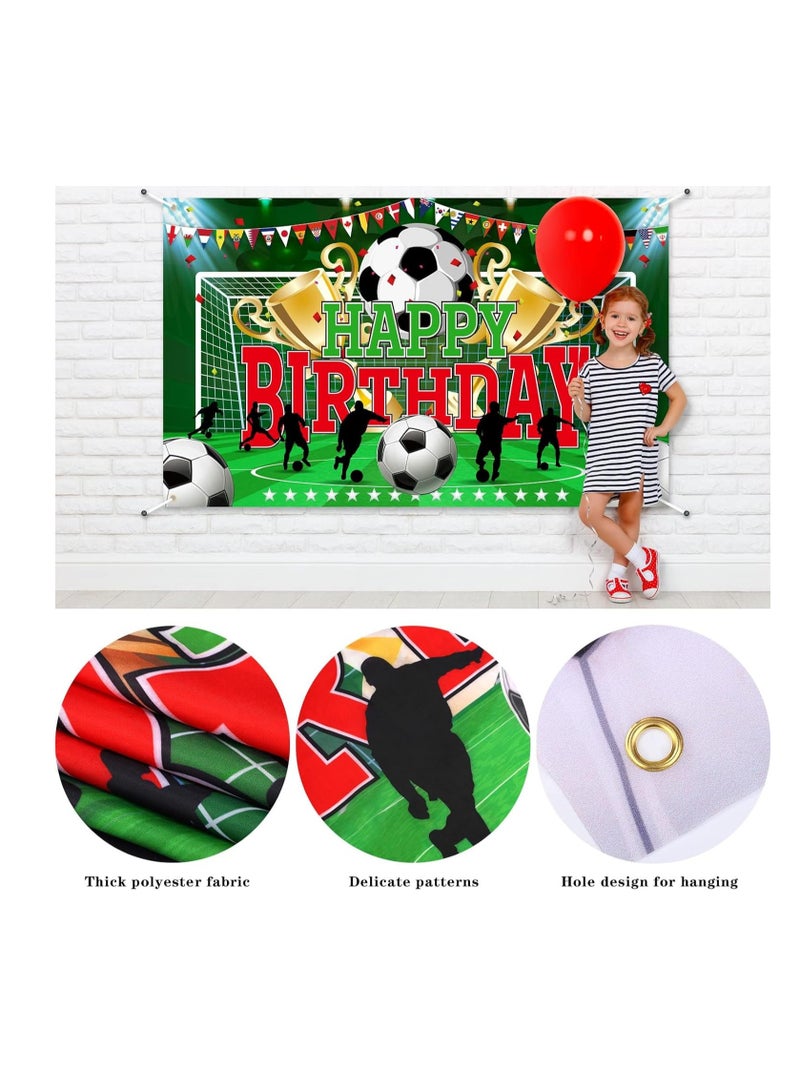 Soccer Party Backdrop Sports Themed Party Decoration Soccer Happy Birthday Banner Wall Hanging Decor Photo Background for Holiday Birthday Party Supplies, 70.8 x 43.3 Inches - Image 3