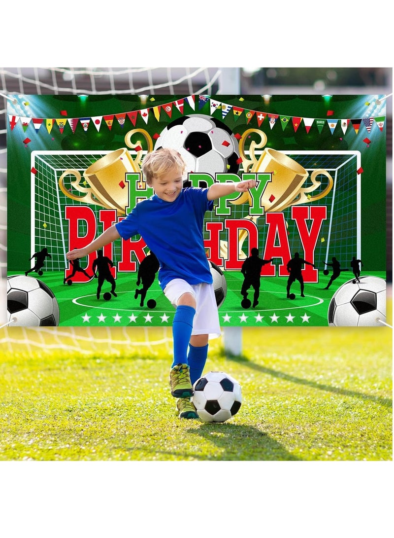 Soccer Party Backdrop Sports Themed Party Decoration Soccer Happy Birthday Banner Wall Hanging Decor Photo Background for Holiday Birthday Party Supplies, 70.8 x 43.3 Inches - Image 4