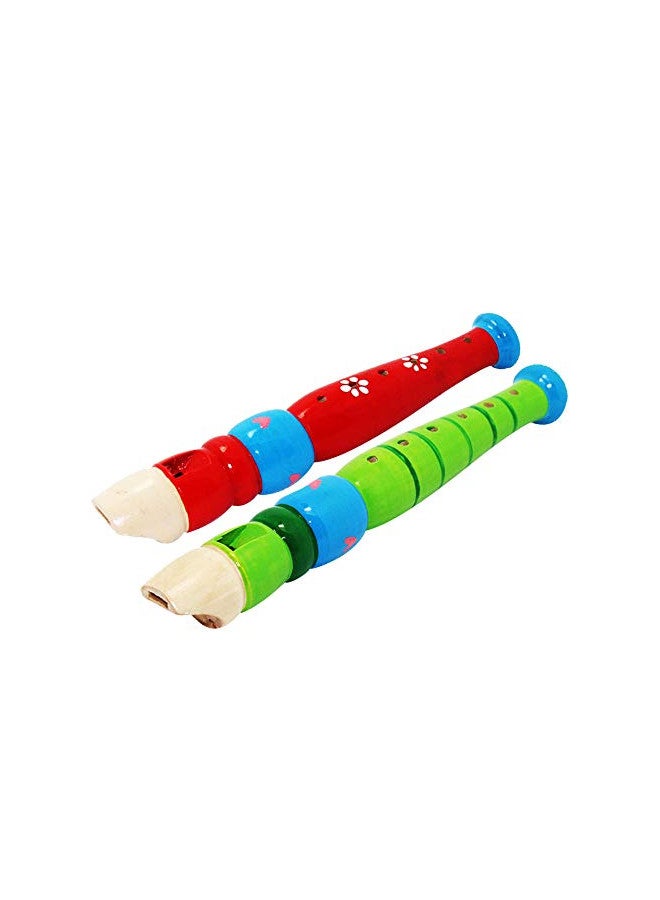 Sealive 2 pcs Small Wooden Recorders for Toddlers, Colorful Piccolo Flute for Kids,Learning Rhythm Musical Instrument,Sealive Baby Early Education Music Sound Toys for Autism or Preschool Child (Random Color) - Image 1