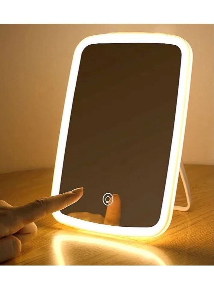 MIXDE - Makeup Mirror Touch Screen Vanity Mirror with LED Brightness Adjustable Portable USB Rechargeable - Image 1