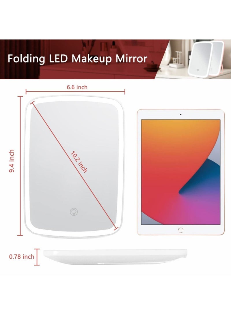 MIXDE - Makeup Mirror Touch Screen Vanity Mirror with LED Brightness Adjustable Portable USB Rechargeable - Image 1
