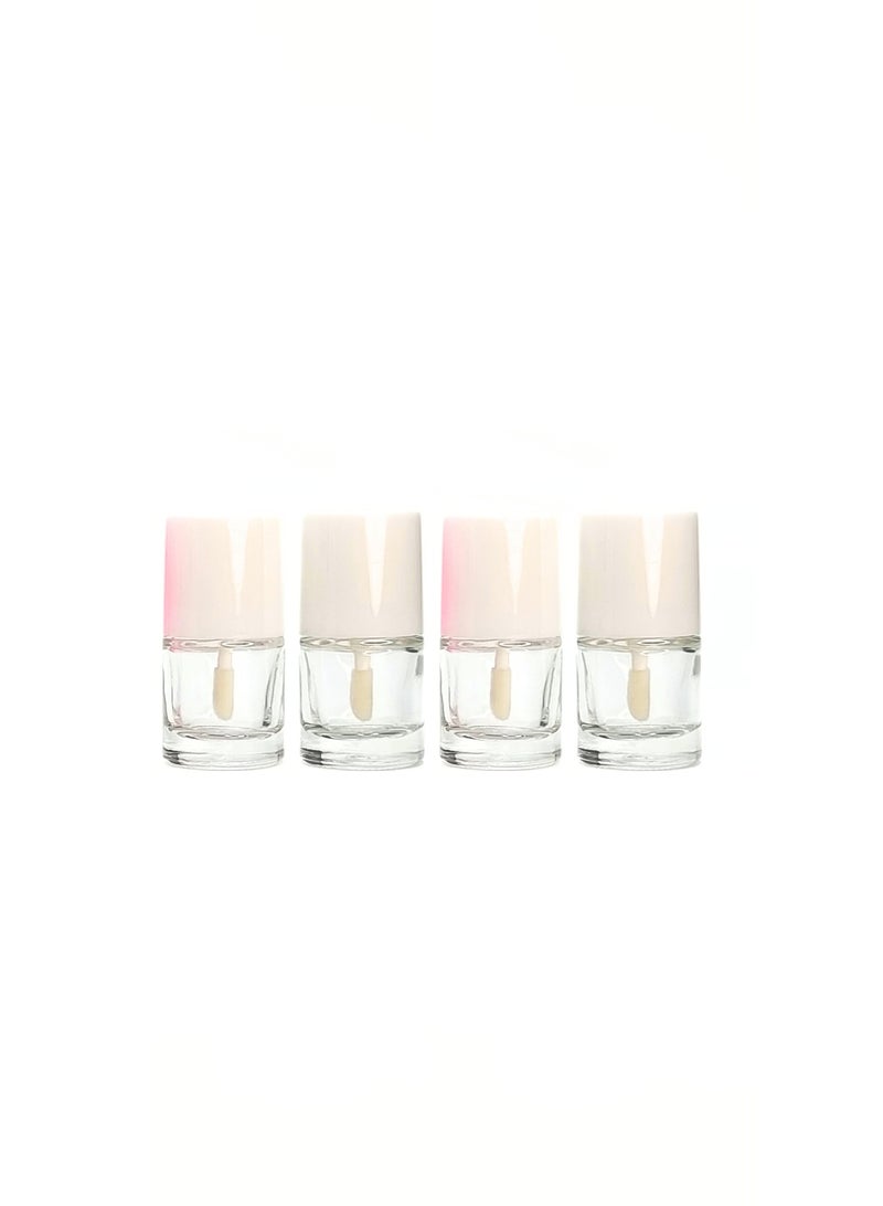 مجموعة زجاجات تلوين فارغة مع فرشاة توزيع – 4 قطع، لون أبيض، سعة 8 مل، قابلة لإعادة التعبئة لتلوين الشفاه والخدود السائلة