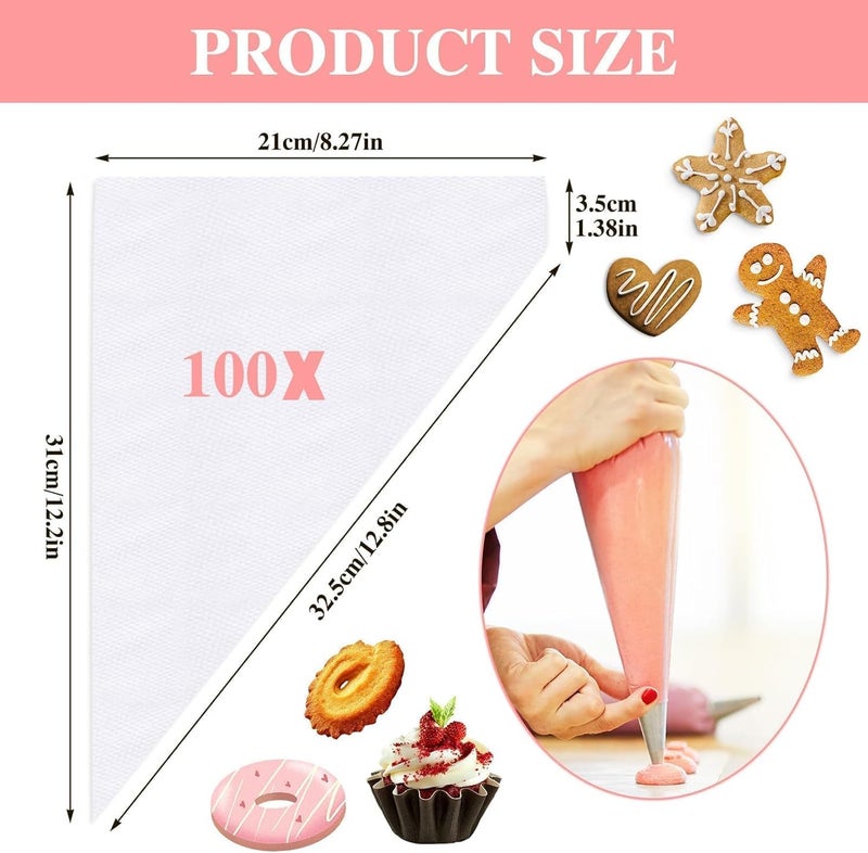 Mumoobear Mumoo Bear 100Pcs Disposable Cream Pastry Bags Cake Icing Piping Baking Bags Desserts Decoration Tools 12.2 X 8.2 Inches (31 X 21Cm) - Image 3
