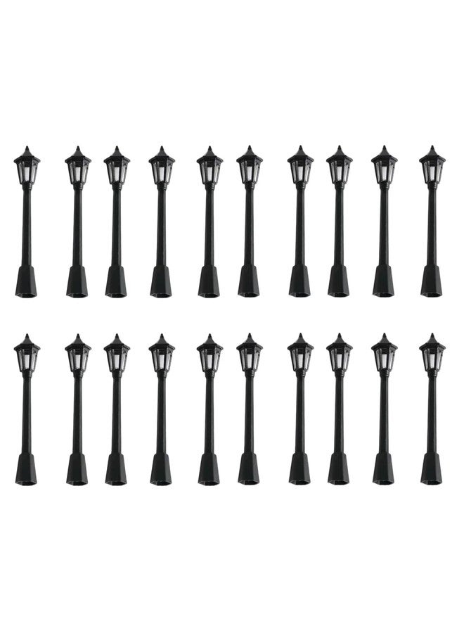 WaigN 20Pcs Black Mini Miniature Street Light Model, Railway Train Post Lamps, Lamp Outdoor Pathway Lantern Post for Dollhouse Decoration Micro Landscape Fairy Garden Accessories - Image 1