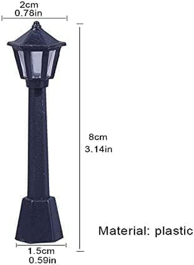 WaigN 20Pcs Black Mini Miniature Street Light Model, Railway Train Post Lamps, Lamp Outdoor Pathway Lantern Post for Dollhouse Decoration Micro Landscape Fairy Garden Accessories - Image 2