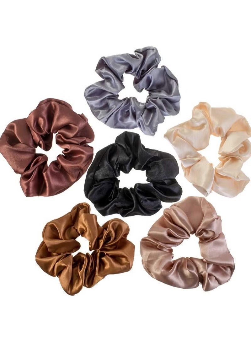 6-Piece Scrunchies for Women Hair Ties Bands for Girls Big Scrunchies for Women's Thick Curly Hair Ponytail Holders Cute Pony Tails No Crease Hair Ties No Damage - Image 1