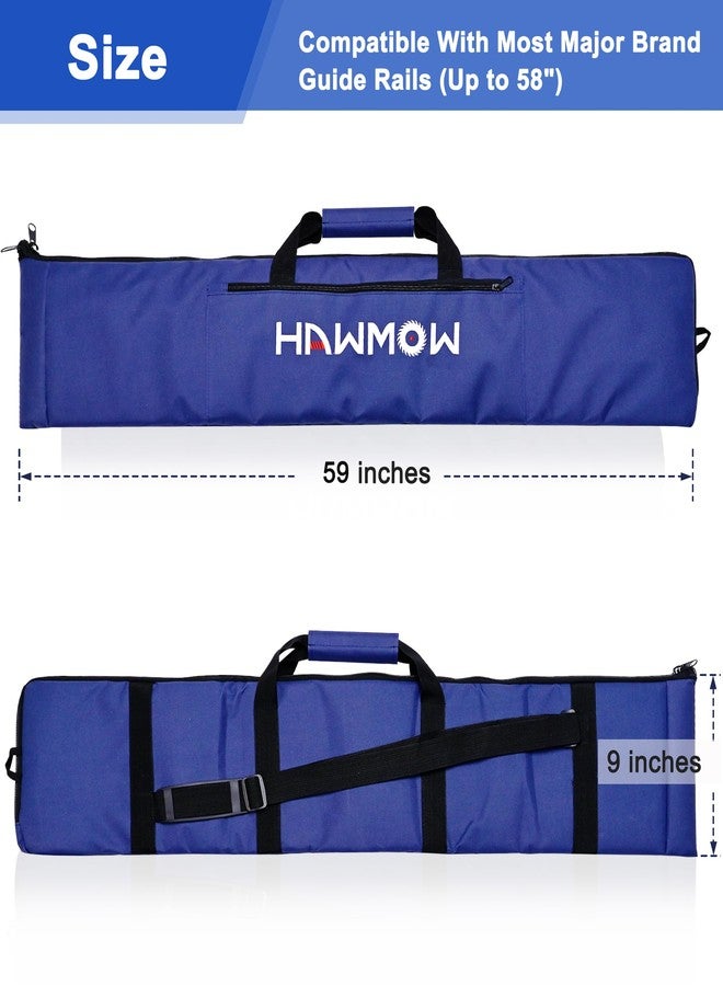 Hawmow 56“ Universal Track Saw Guide Rail Protective Bag for Makita and for Festool, Professional Carry Bag for Transporting Guide Rails and Aaccessories, Up to 58”, Classic Blue, GRBAG55 - Image 5