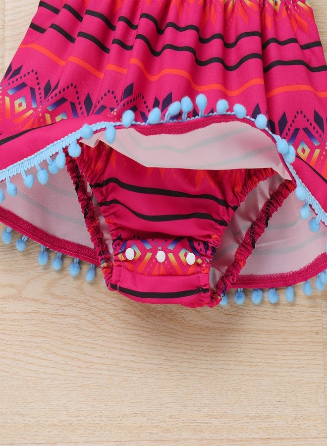 IKADEX Baby Girls Mexican Dress Fiesta Cinco De Mayo Outfits Floral Crop Top + Skirt + Headband 3pcs Clothes Hot Pink 6-12 Months - Image 5
