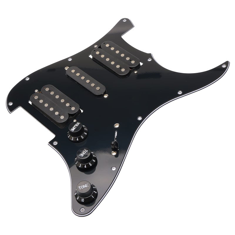 JIUWU HSH Loaded Pickguard Black Wired Plate for Fender Strat Guitar Replacement - Image 1