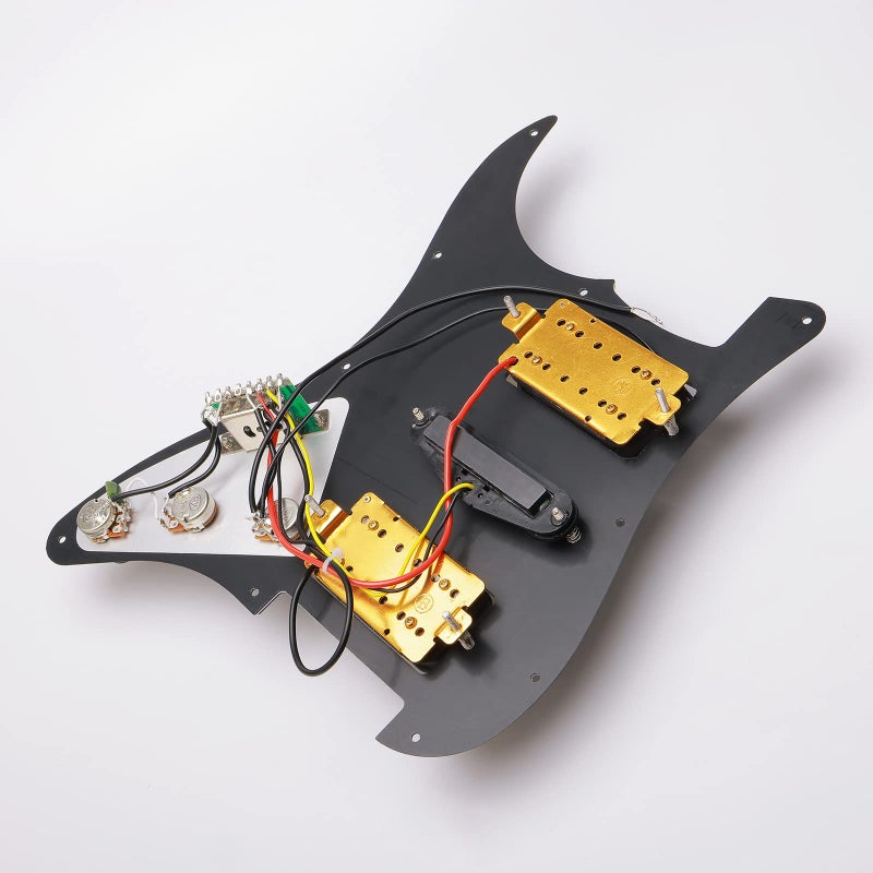 JIUWU HSH Loaded Pickguard Black Wired Plate for Fender Strat Guitar Replacement - Image 3