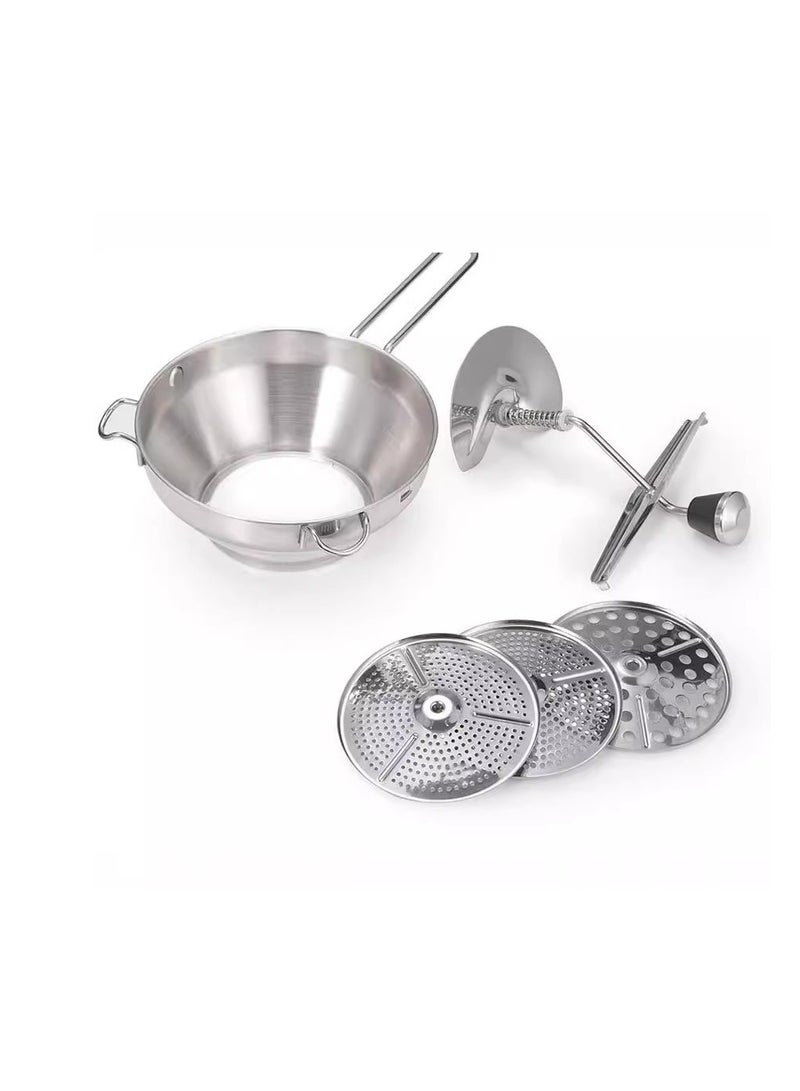General Food Mill Stainless Steel, Potato Ricer for Mashed Potatoes, with 3 Food Grinder Discs, Grain Mill Hand Crank for Mashing, Straining & Grating Fruits & Vegetables  - Image 3
